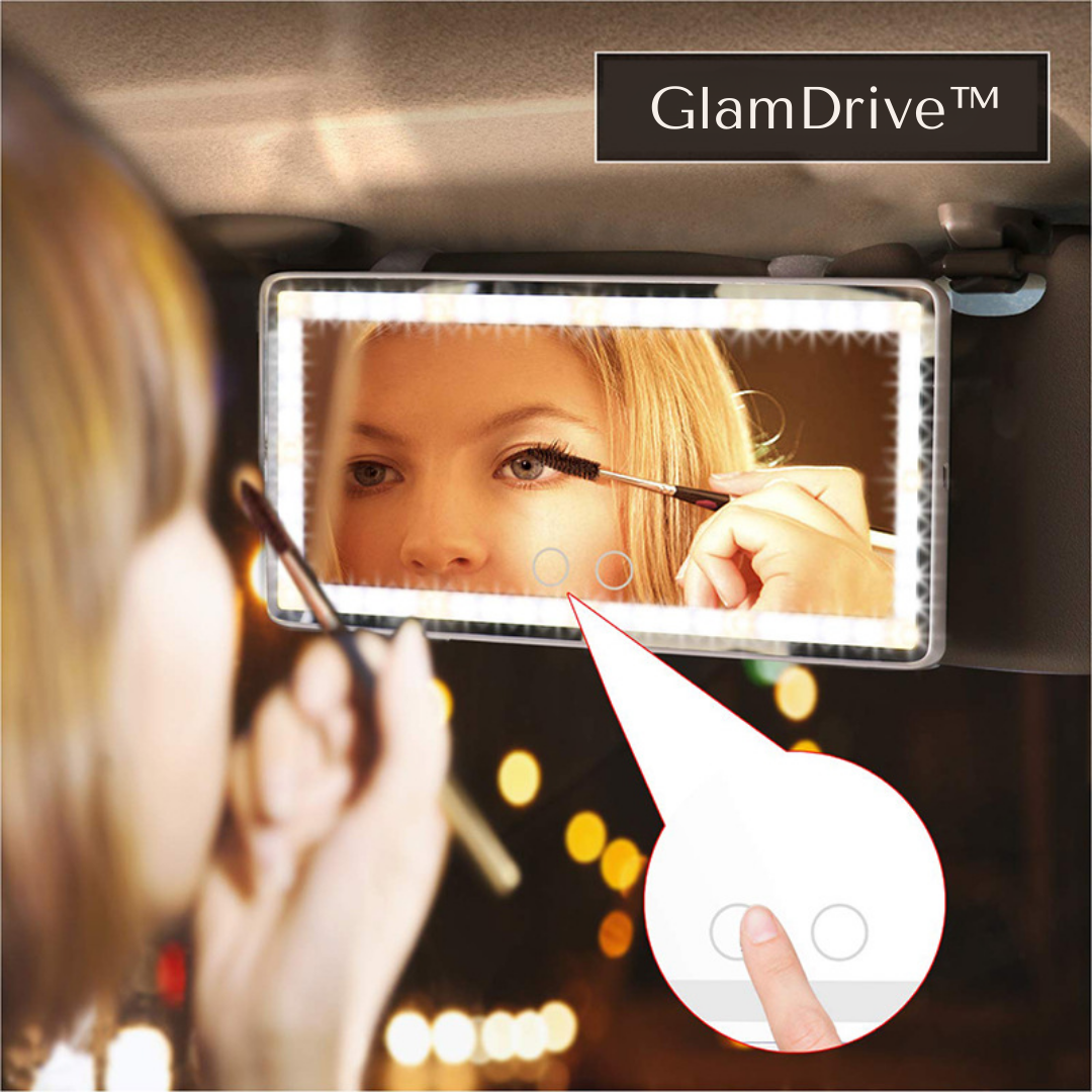 GlamDrive™ | LED-Autospiegel mit Drei-Farben-Beleuchtung für makelloses Make-up