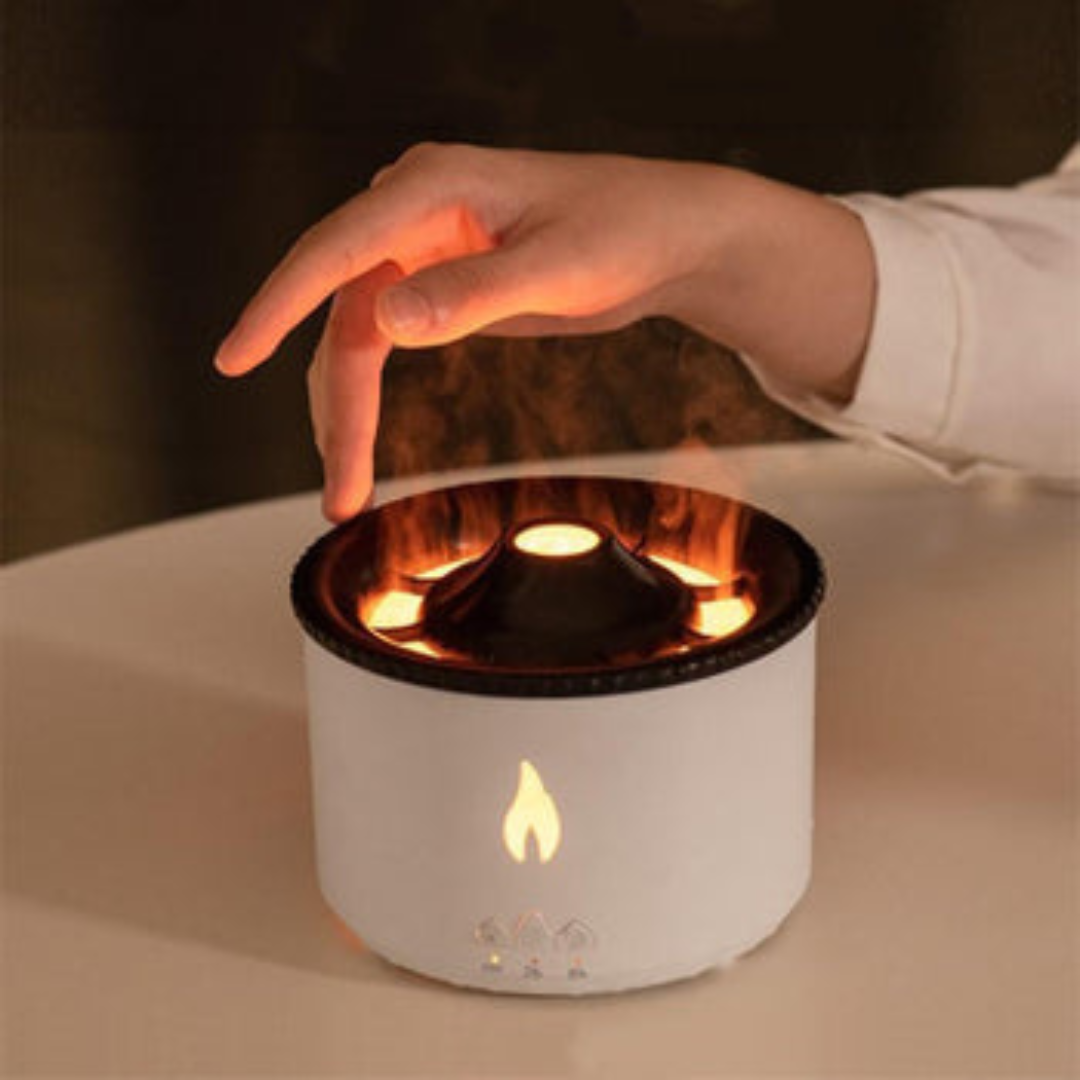 Vulkan Luftbefeuchter mit Aromaöl-Diffuser und LED-Beleuchtung