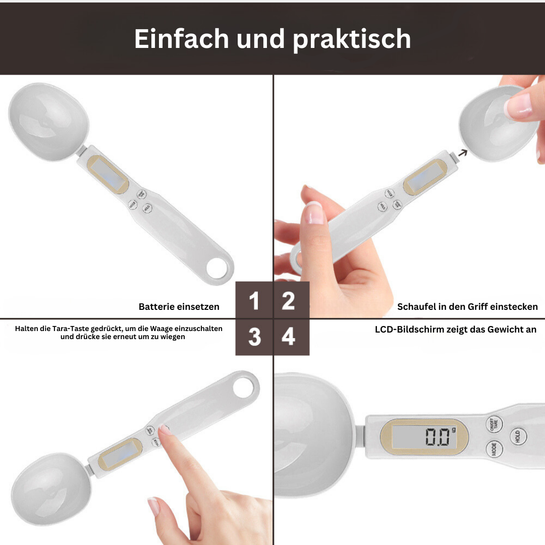 Digitale Löffelwaage mit LCD-Display | Präzise wiegen, einfach kochen