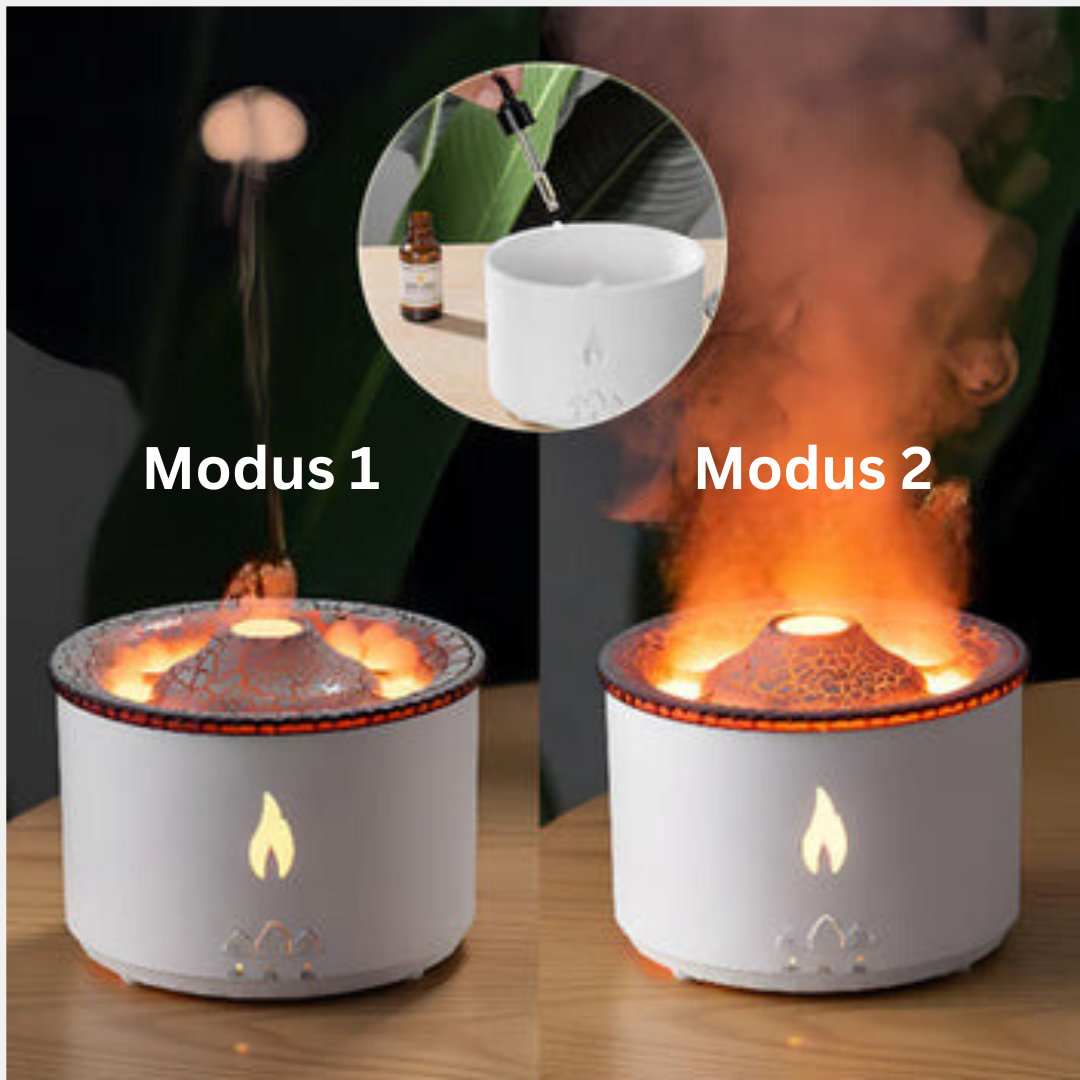 Vulkan Luftbefeuchter mit Aromaöl-Diffuser und LED-Beleuchtung